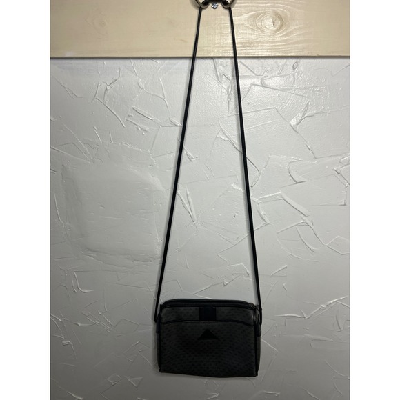 Vintage Liz Claiborne Crossbody Bag Black Geometric Pattern Purse - Picture 2 of 6